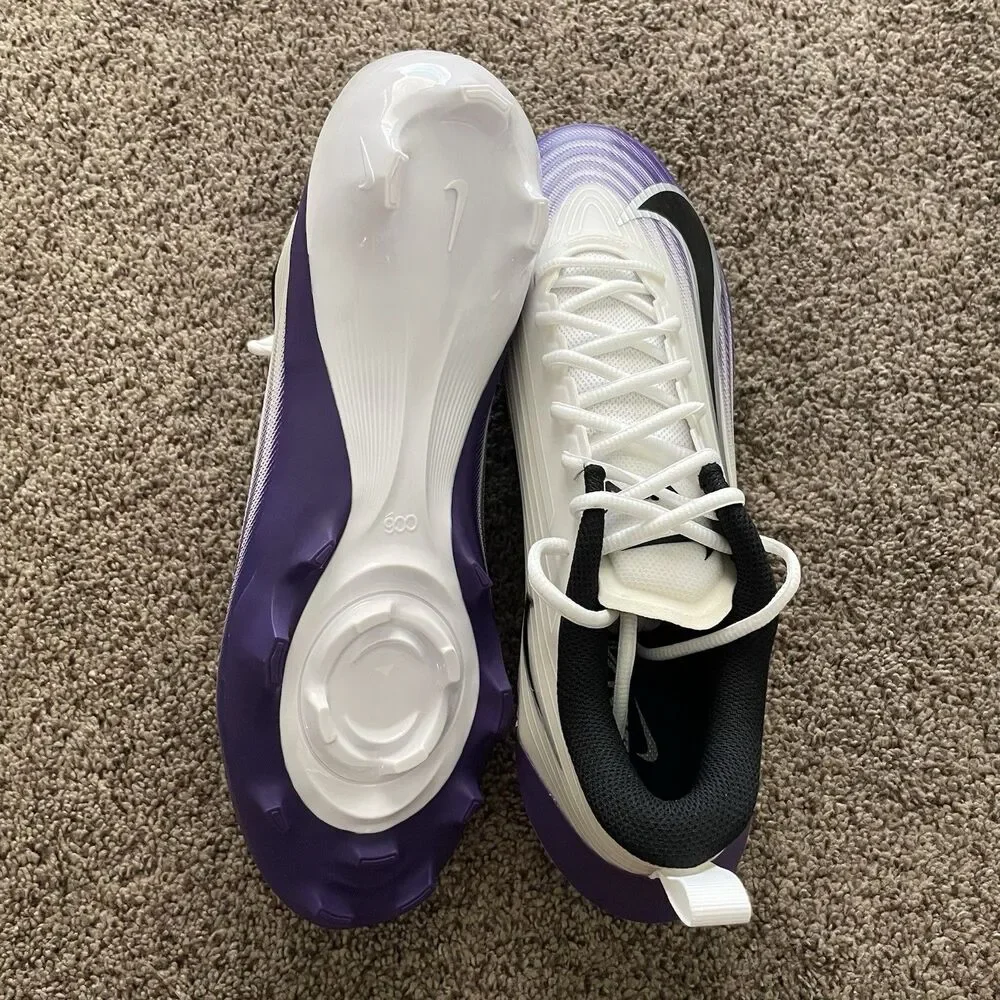 Nike Vapor Speed 3 White Court Purple Football Cleats Mens Size 13 HM8849-101